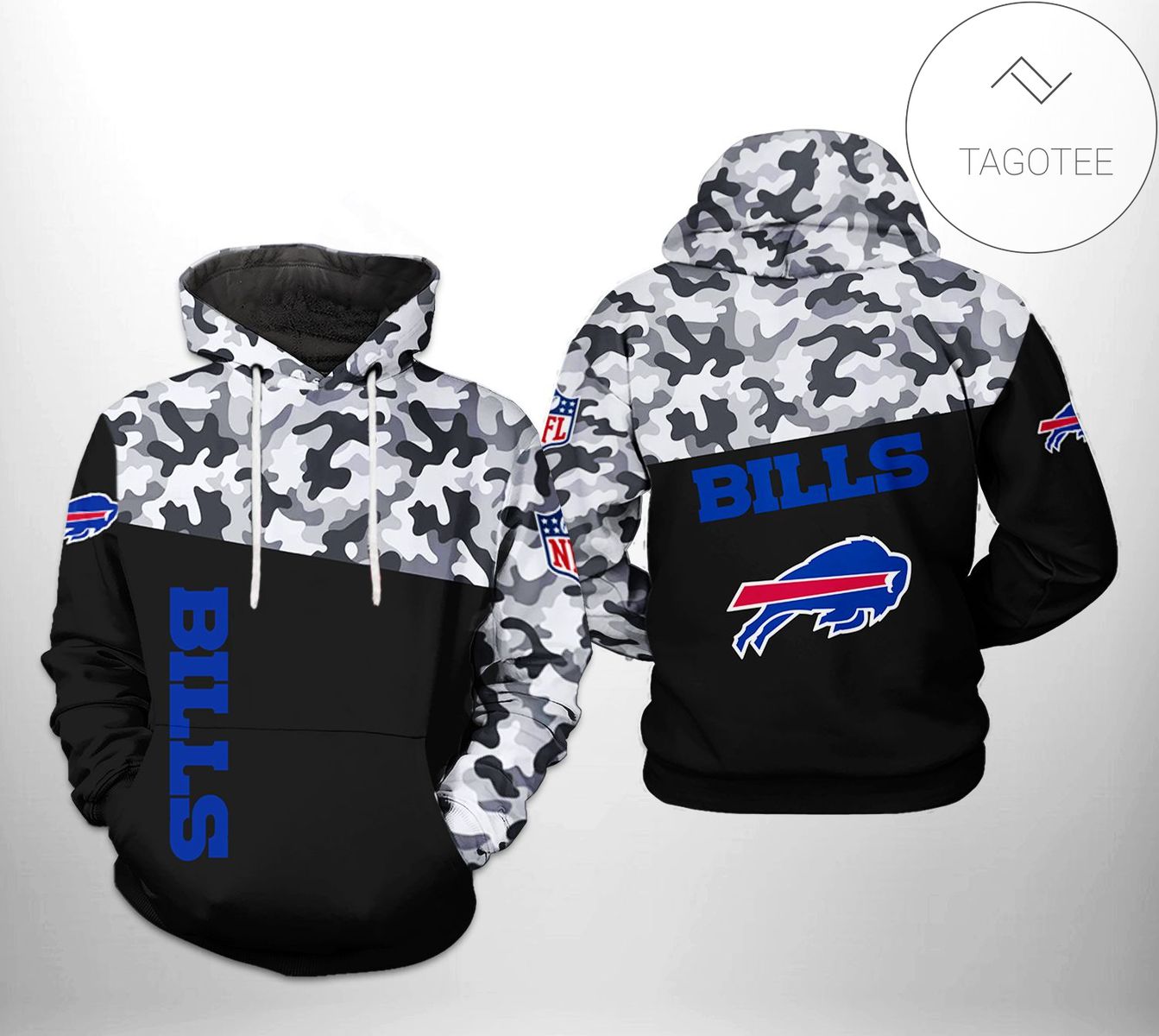 Buffalo Bills NFL Camo Veteran Team 3D Printed Hoodie Zipper Hooded Jacket