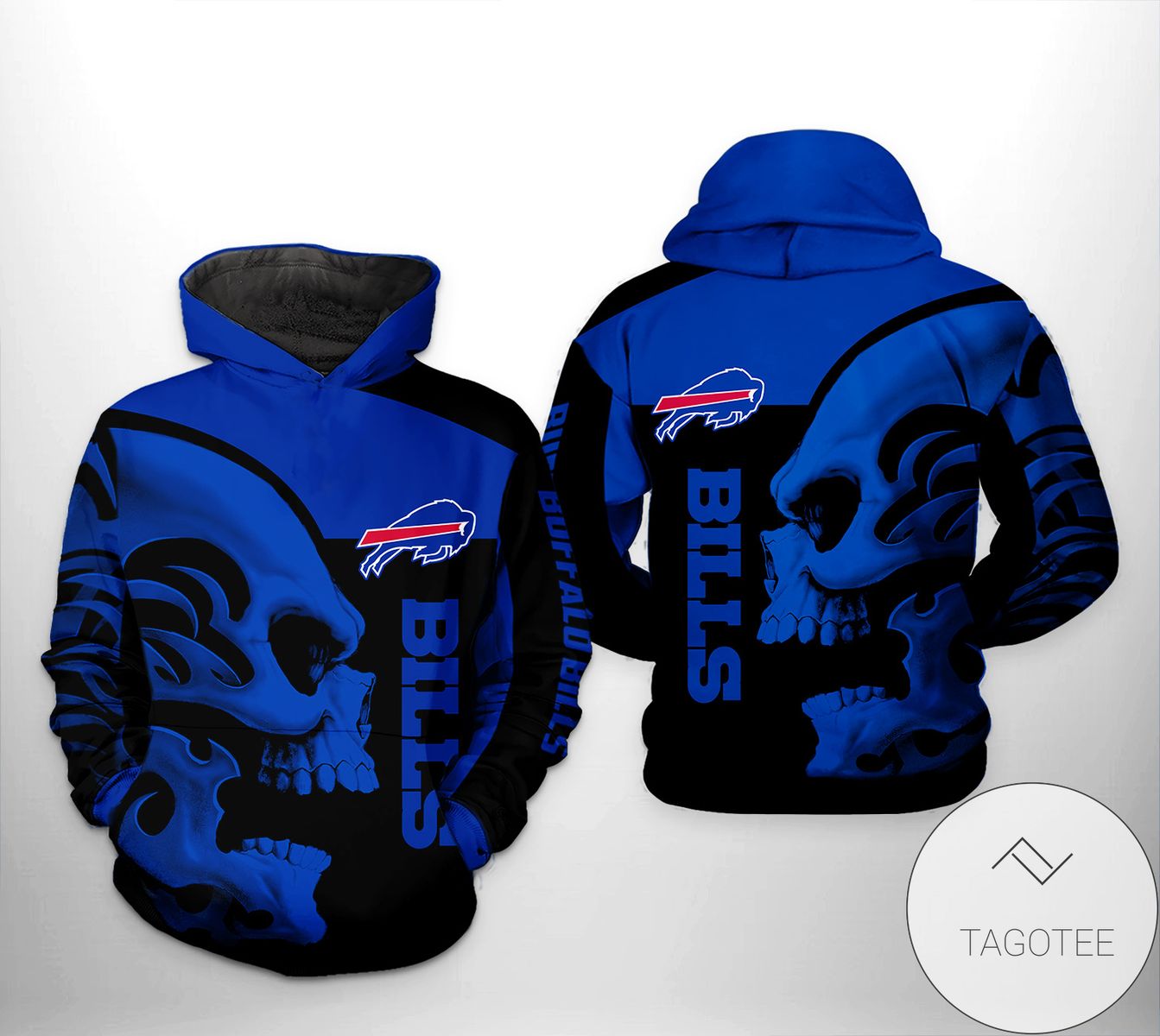 Buffalo Bills NFL Skull 3D Printed Hoodie Zipper Hooded Jacket