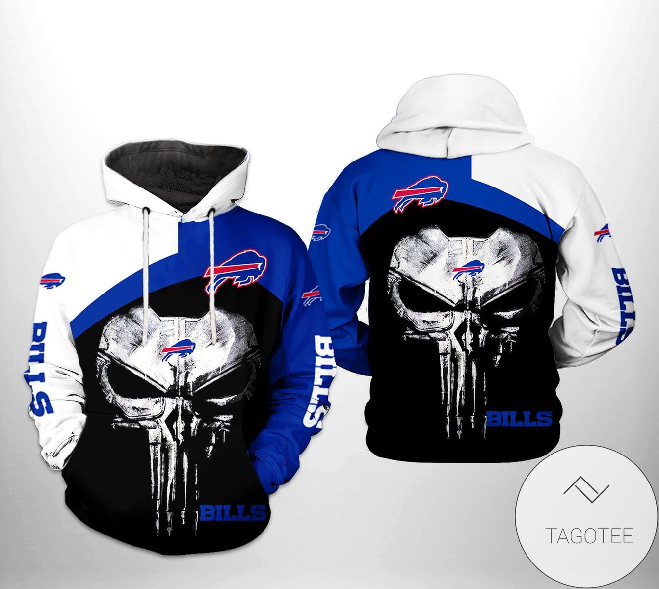 Buffalo Bills NFL Skull Punisher Team 3D Printed Hoodie Zipper Hooded Jacket