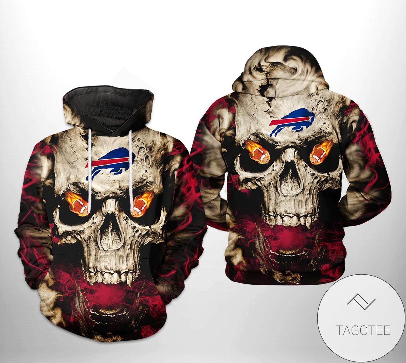 Buffalo Bills NFL Skull Team 3D Printed Hoodie Zipper Hooded Jacket