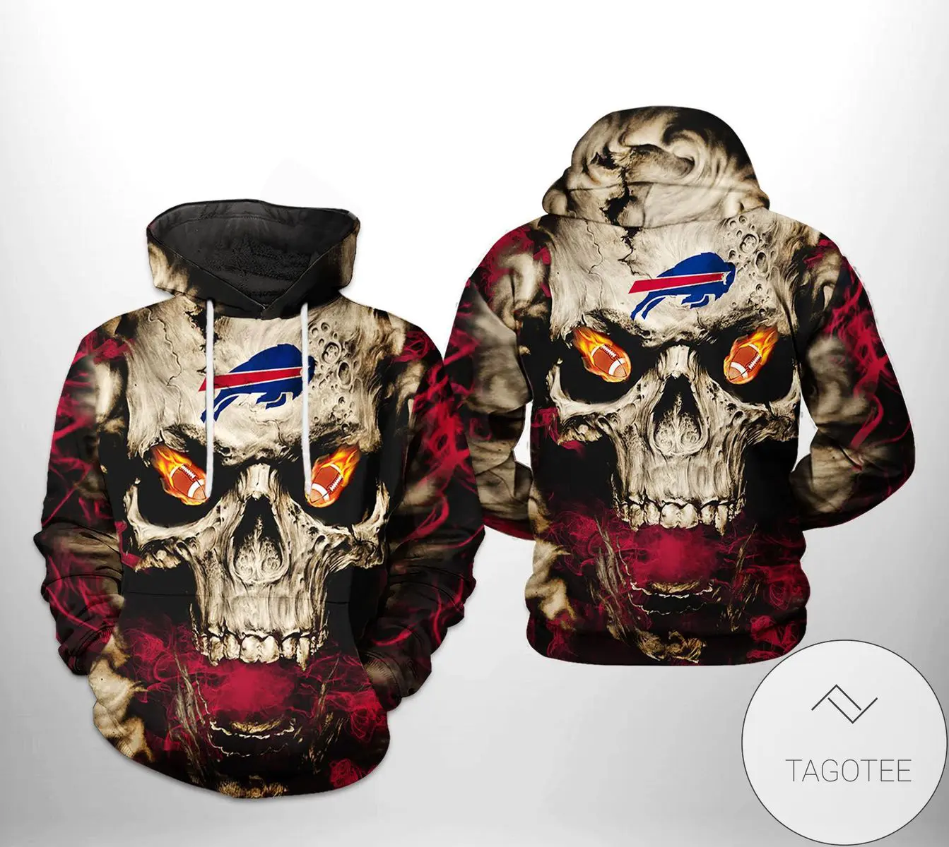 Buffalo Bills NFL Skull Team 3D Printed Hoodie Zipper Hooded Jacket