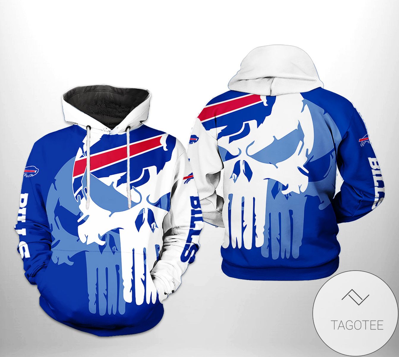 Buffalo Bills NFL Team Skull 3D Printed Hoodie Zipper Hooded Jacket