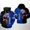 Buffalo Bills NFL US Flag Skull Team 3D Printed Hoodie Zipper Hooded Jacket