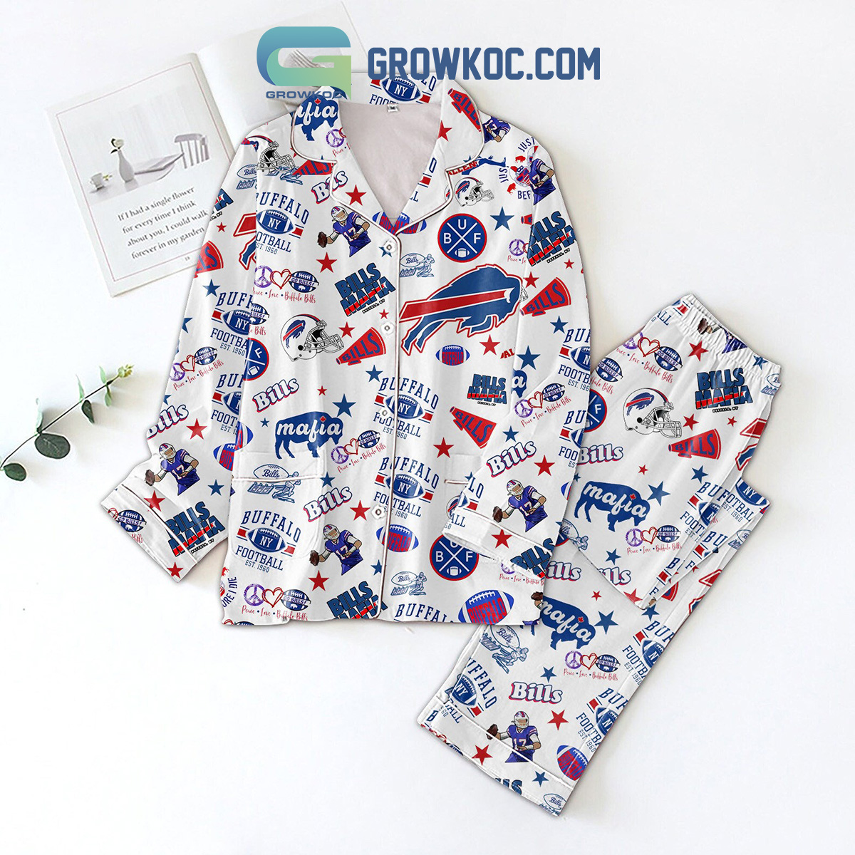 Buffalo Bills Peace Love Bills Mafia Pajamas Set2B1 abPi5