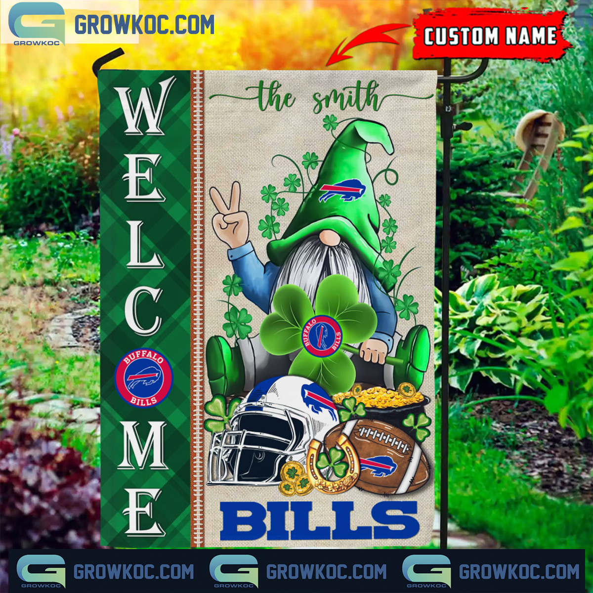 Buffalo Bills St. Patricks Day Shamrock Personalized Garden Flag2B1 XQXlA