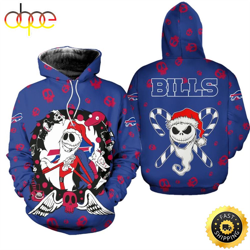 Buffalo Bills Christmas Jack Skellington Football NFL All Over Print Hoodie Shirt