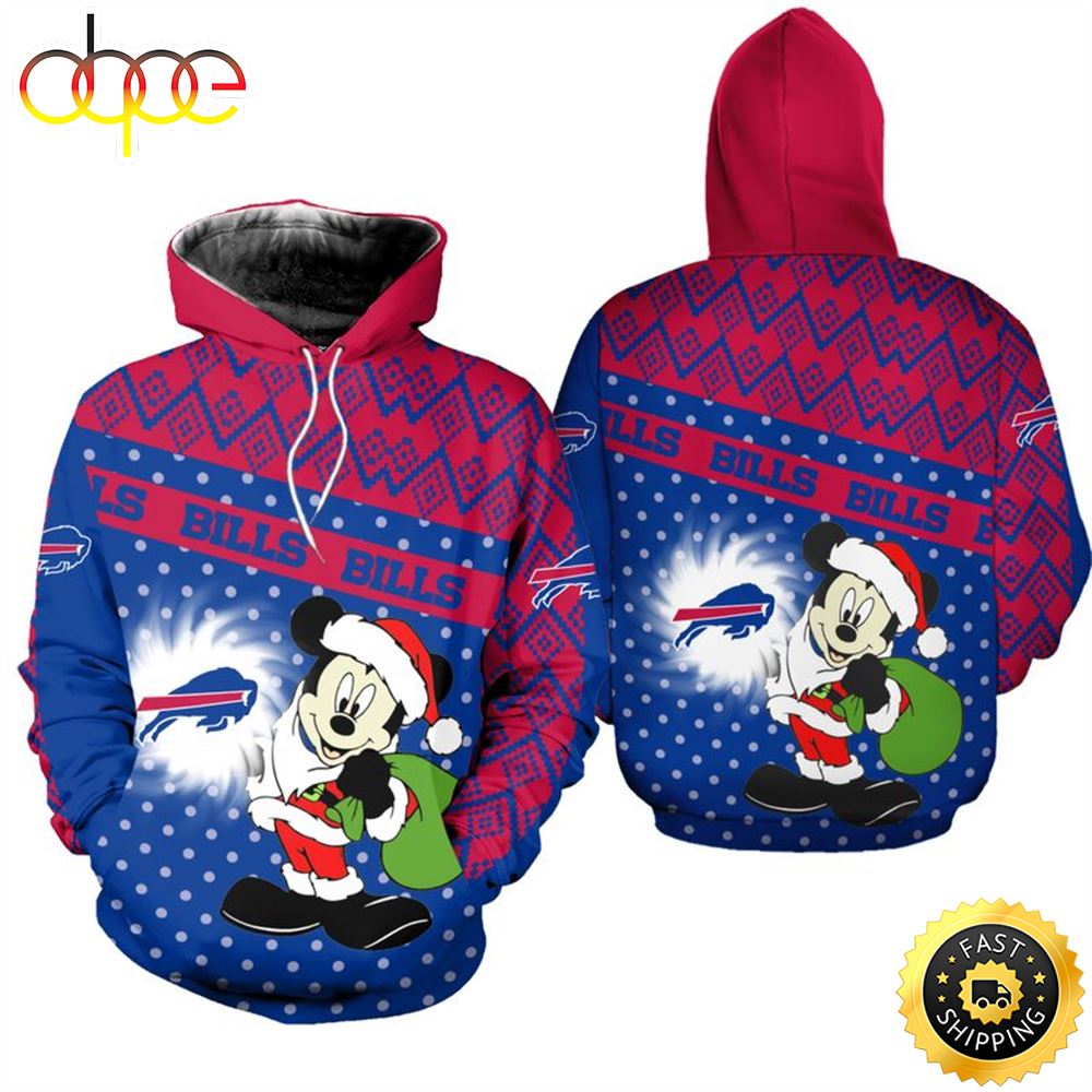 Buffalo Bills Christmas Mickey Football NFL All Over Print Hoodie Shirt