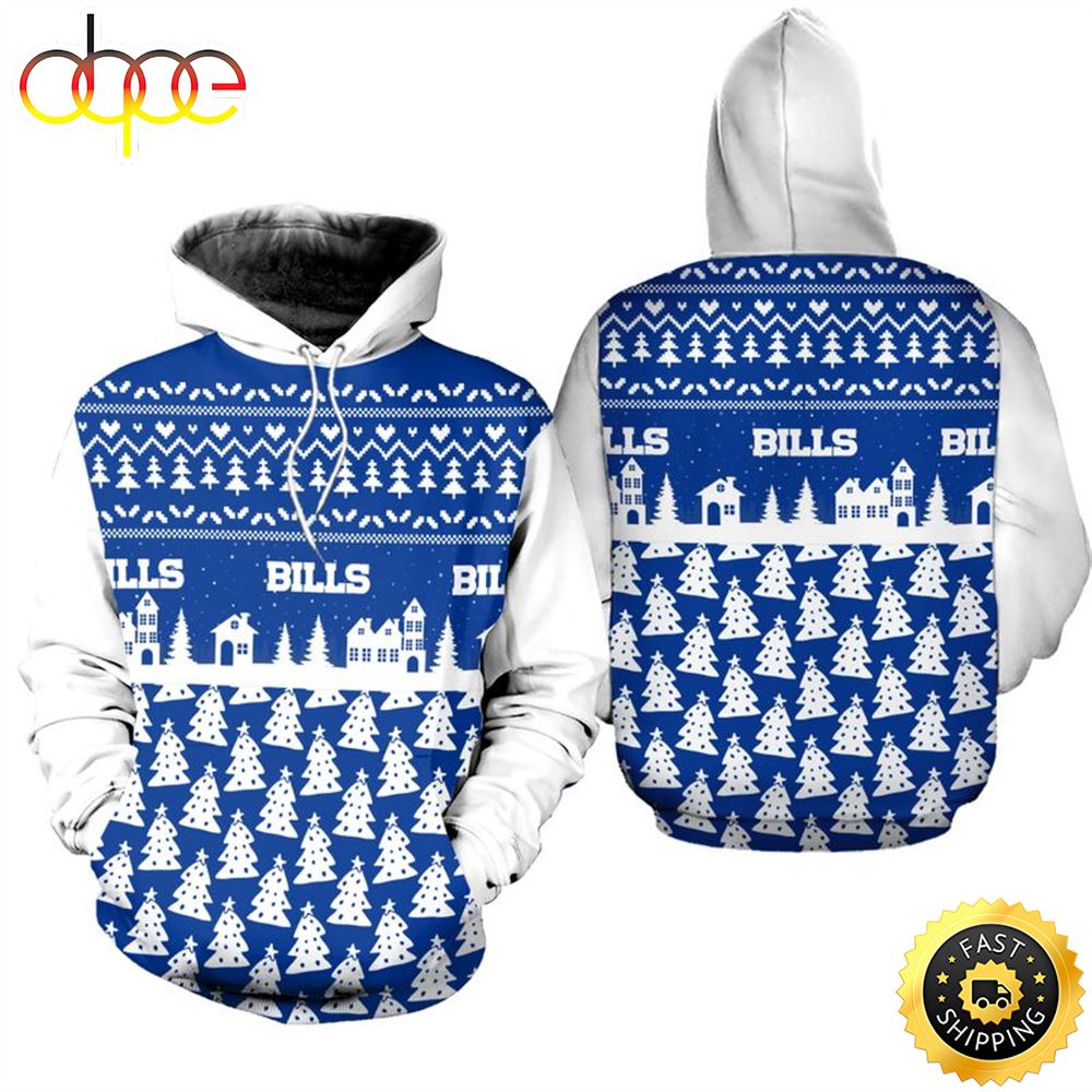 Buffalo Bills Christmas Pattern PINE Football NFL All Over Print Hoodie Shirt