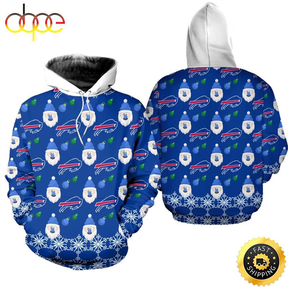 Buffalo Bills Christmas Pattern Santa Clause Football NFL All Over Print Hoodie Shirt