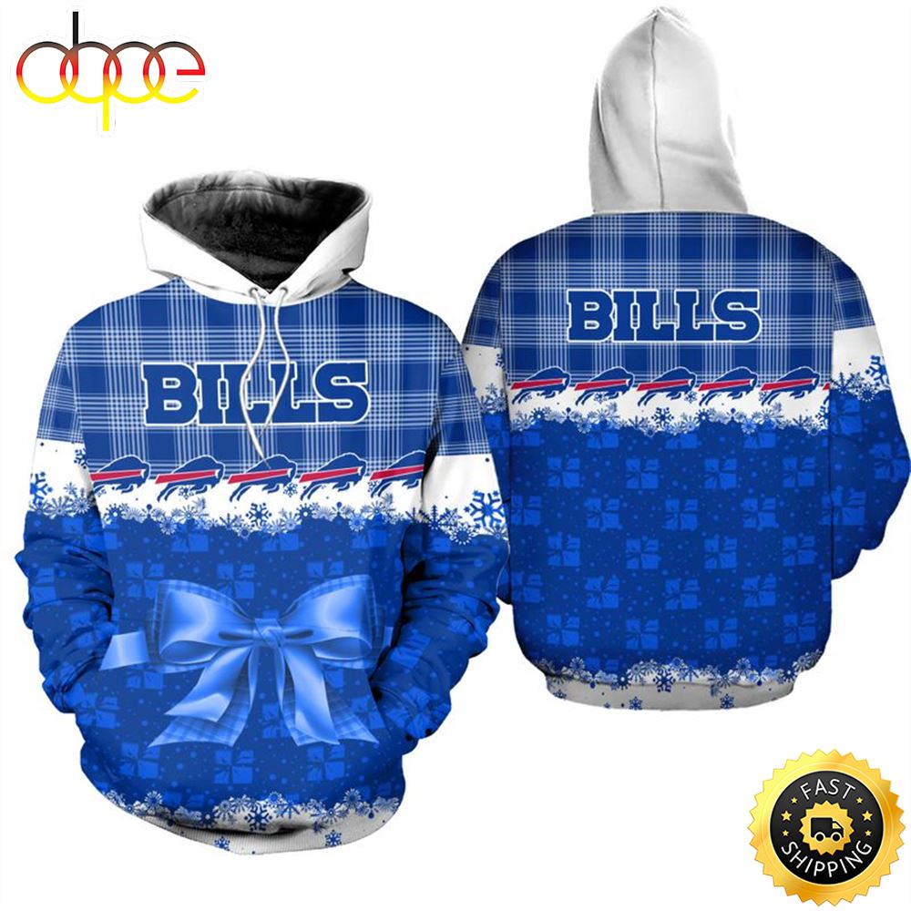 Buffalo Bills Christmas Snowman Snowflakes Football NFL All Over print Christmas Hoodie