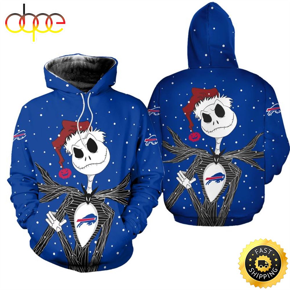 Buffalo Bills Jack Skellington Christmas Football NFL All Over Print Hoodie Shirt