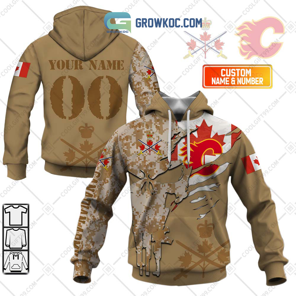 Calgary Flames Marine Corps Personalized Hoodie Shirts2B1 VSBbY