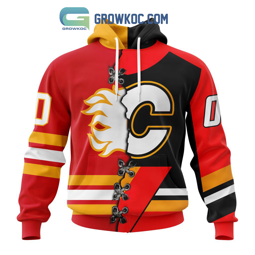 Calgary Flames Mix Reverse Retro Personalized Hoodie Shirts2B1 Hi2VY