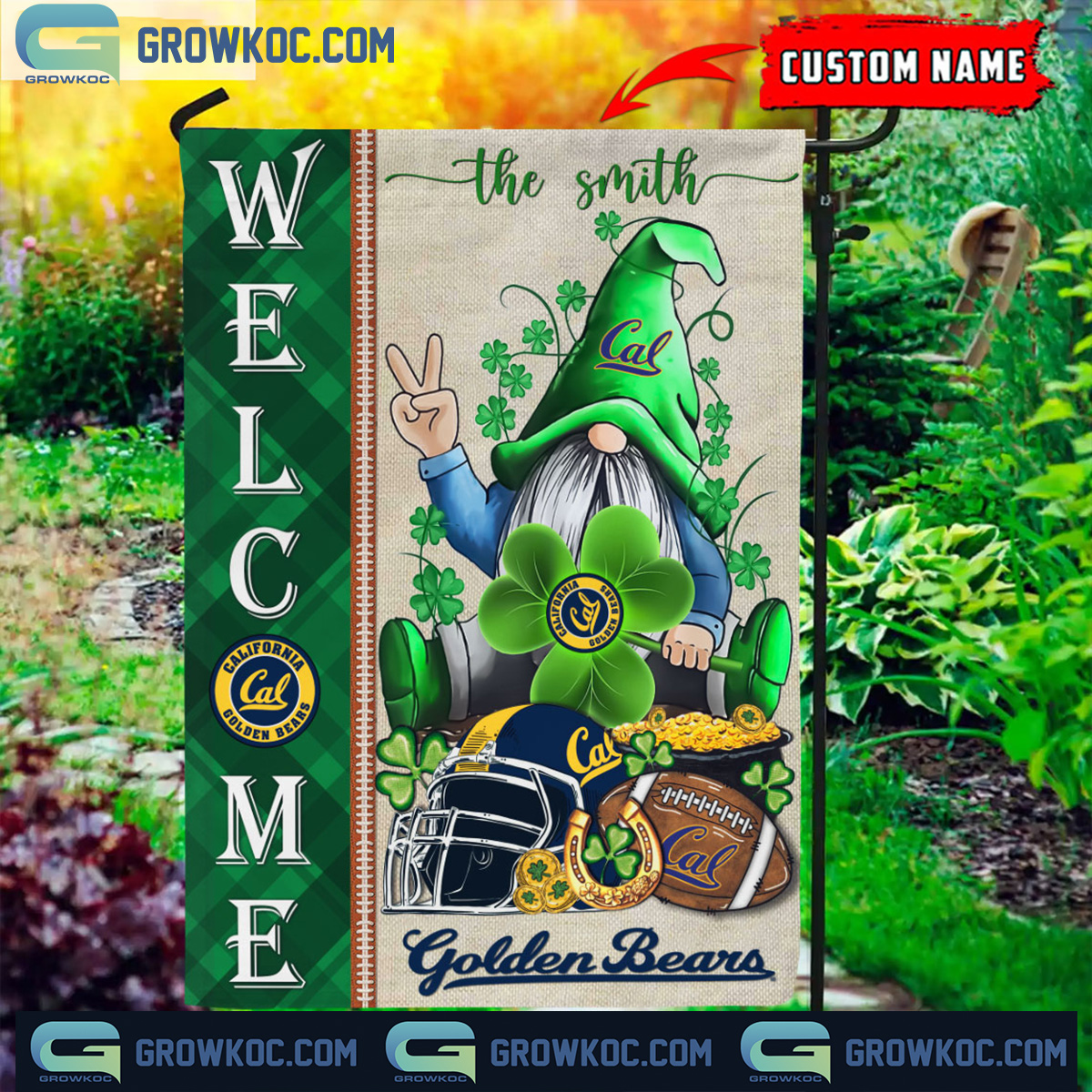 California Golden Bears Boston College Eagles St. Patricks Day Shamrock Personalized Garden Flag2B1 WnTF3