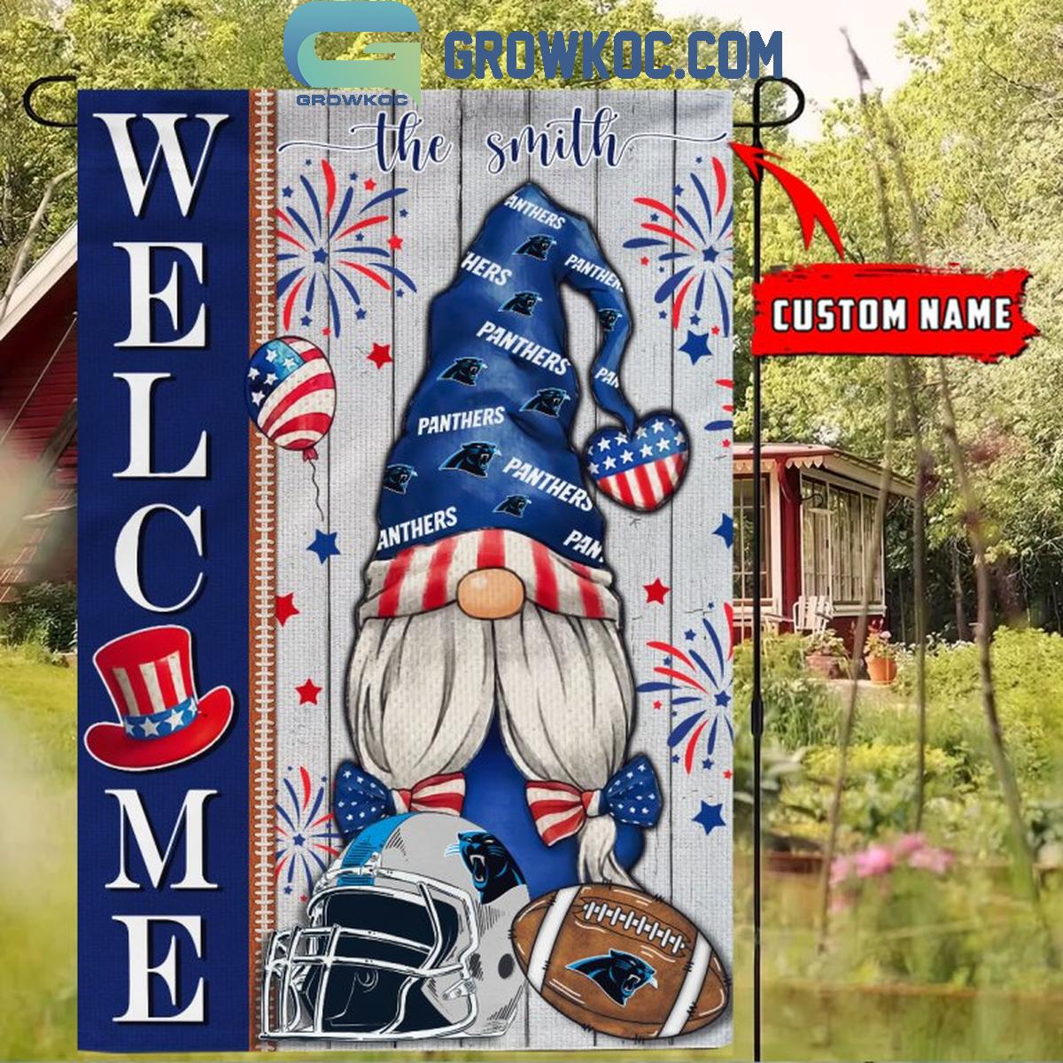 Carolina Panthers Football Welcome 4th Of July Personalized Garden Flag 1 agEts