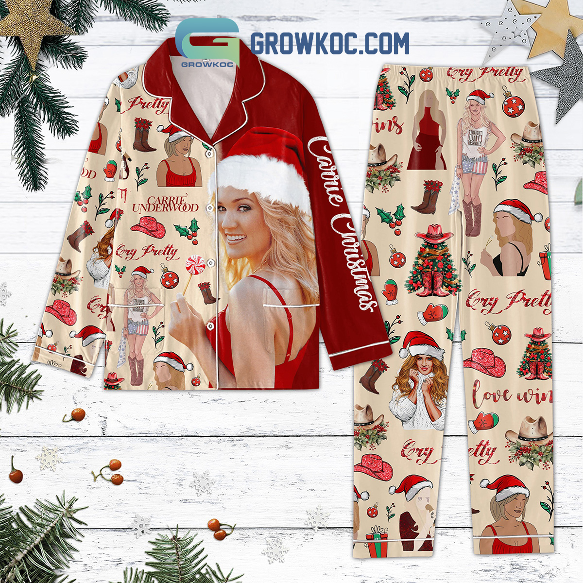 Carrie Underwood Cry Pretty Christmas Pajamas Set2B1 0JKkq