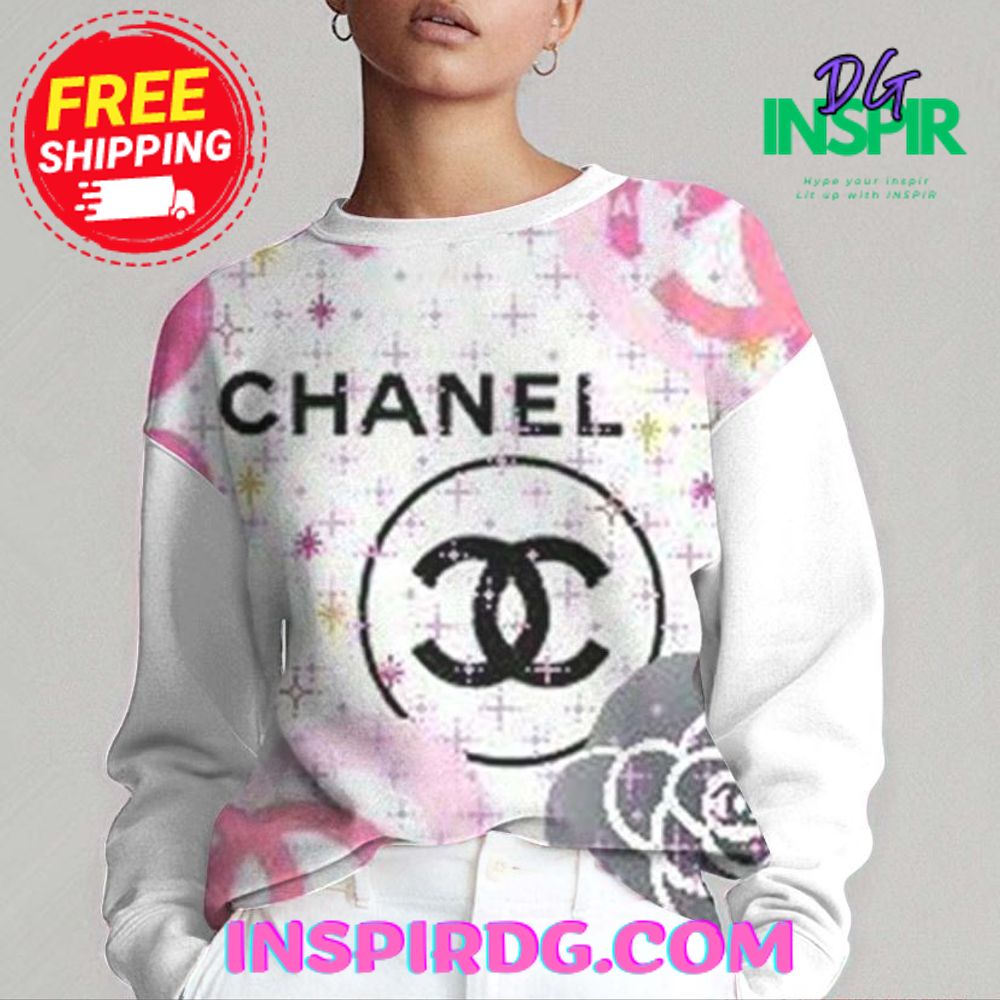 Chanel White Floral Glitter Sweatshirt 1