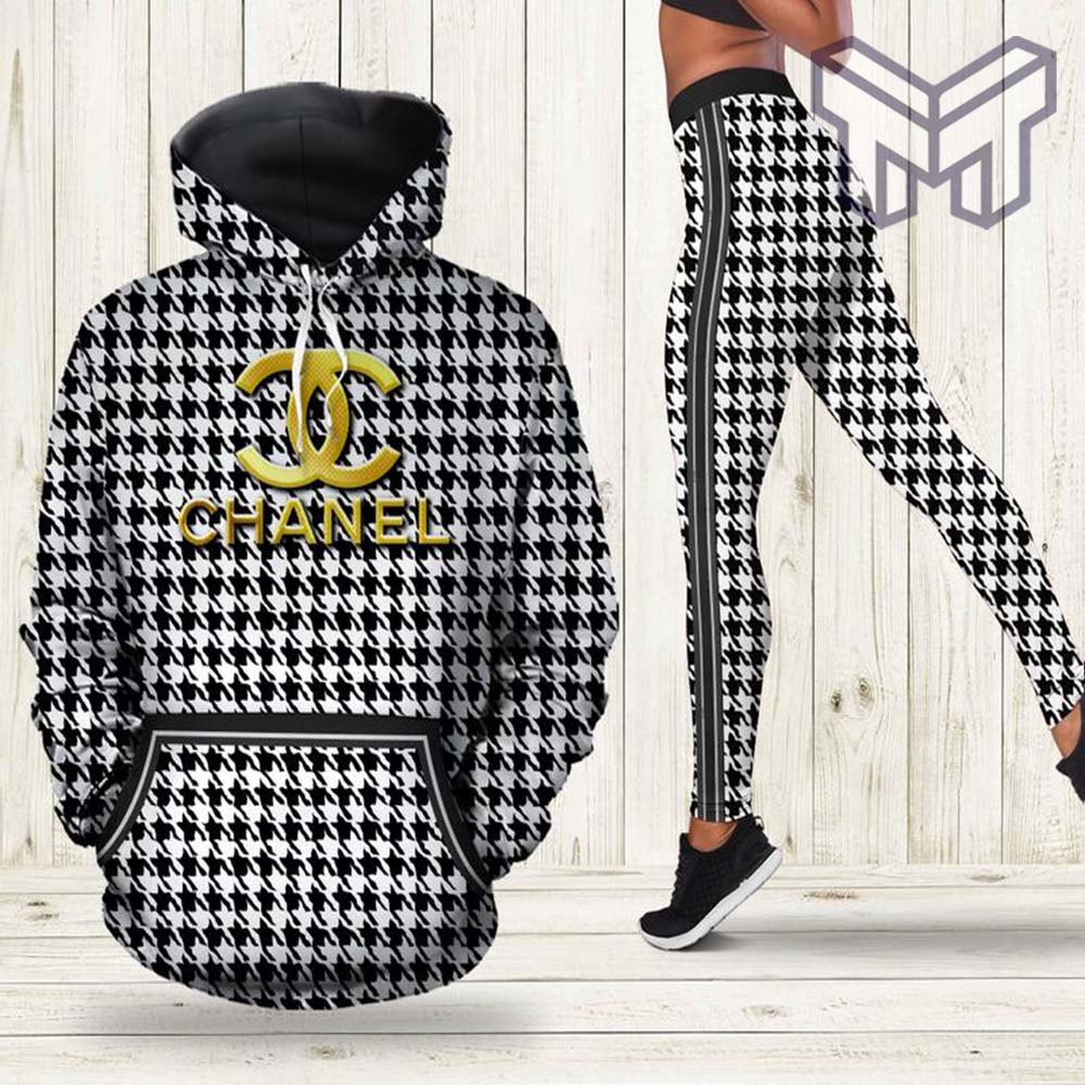 Chanel black white hoodie leggings luxury brand clothing clothes outfit for women hot 2023