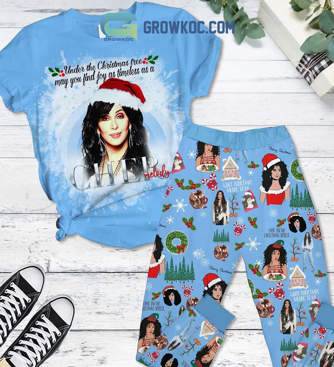 Cher Under The Christmas Tree May You Find Joy As Timeless As A Cher Melody Winter Holiday Fleece Pajama Sets2B1 njeJz