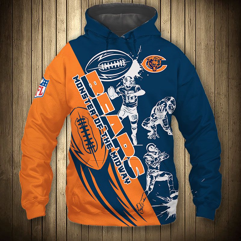 Chicago Bears Hoodie 3D Cartoon Player Cute Zip Hoodie 0