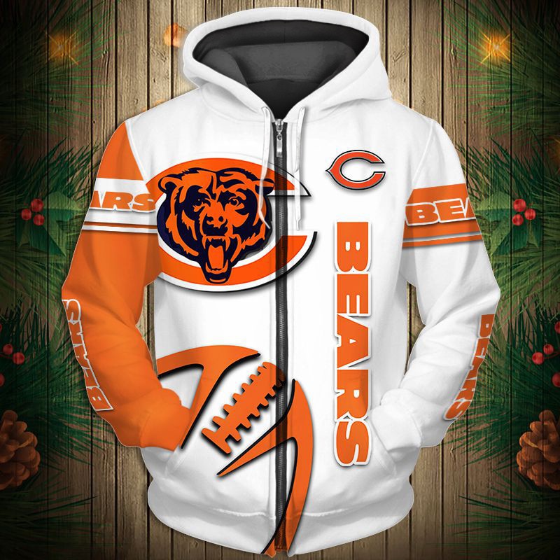 Chicago Bears Hoodie 3D Graphic Balls Zip Hoodie Pullover 0