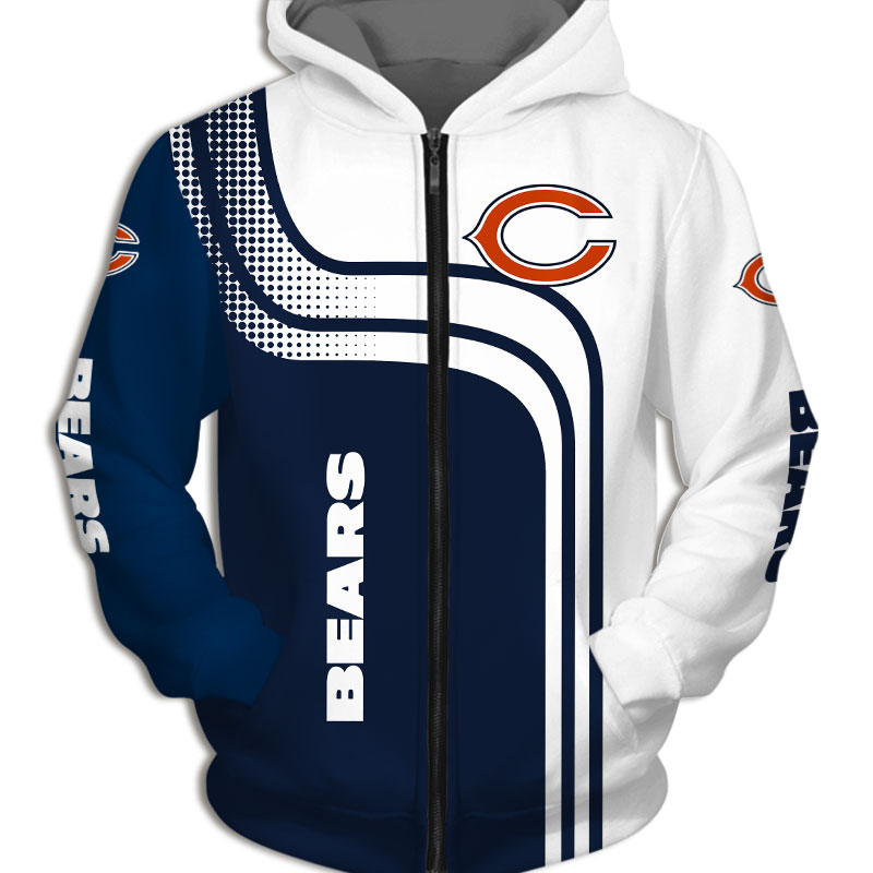 Chicago Bears Hoodie 3D One Way Zip Hoodie 0