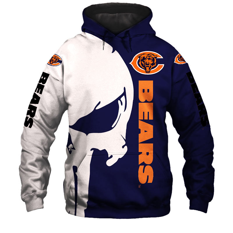 Chicago Bears Hoodie 3D Skull Printed Gifts for Fans 0