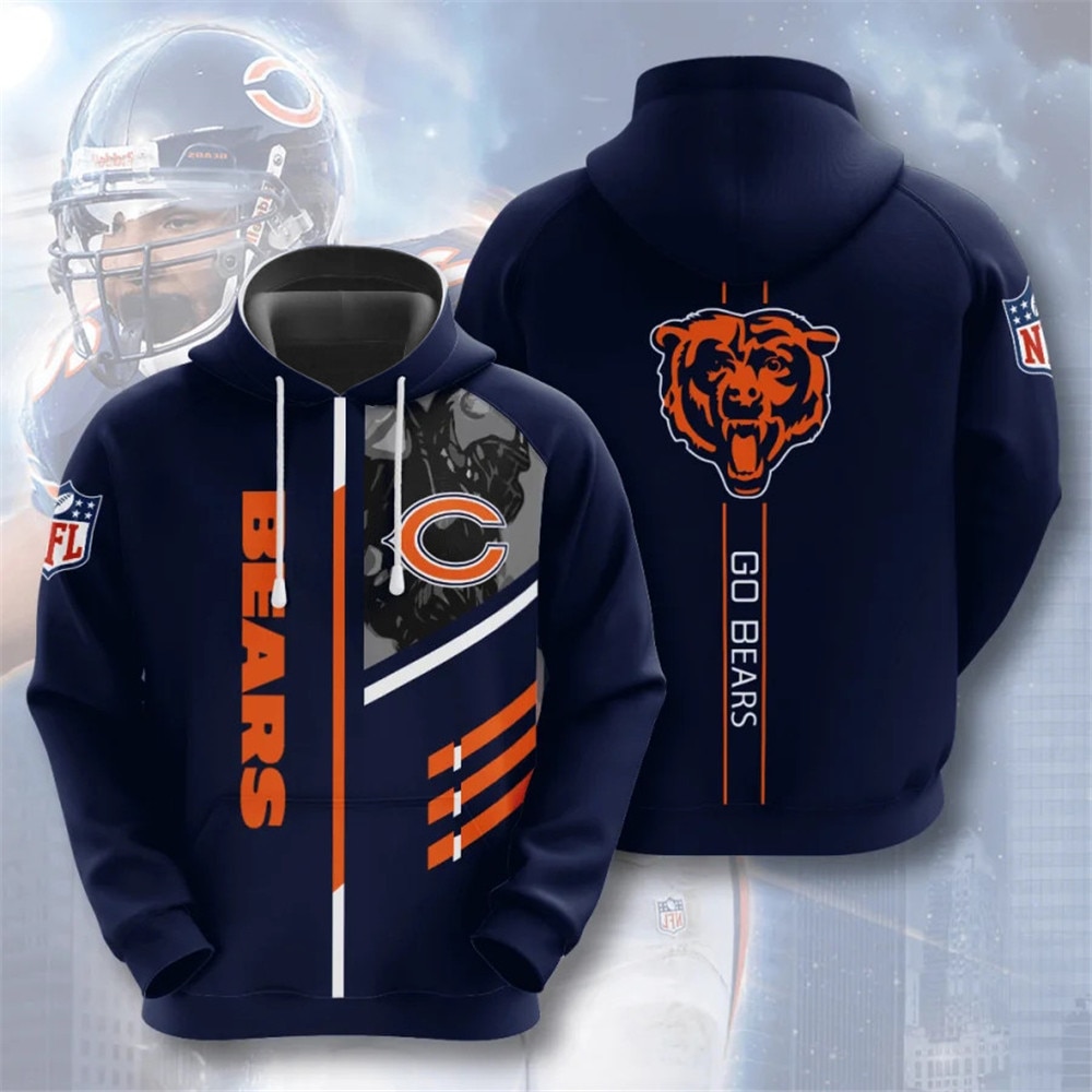 Chicago Bears Hoodie 3D Zip Hoodie 3 Lines Graphic Gift for Fans 0