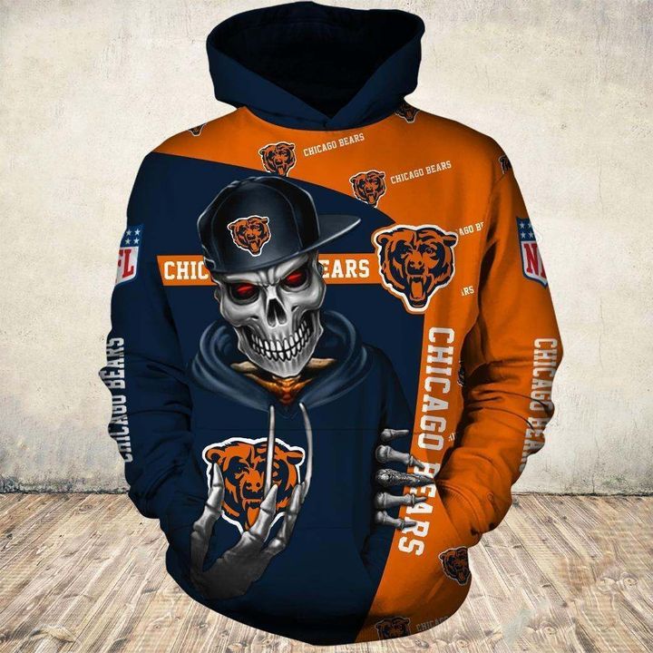 Chicago Bears Hoodie 3D Zip Hoodie Cute Death Gifts for Fans 0