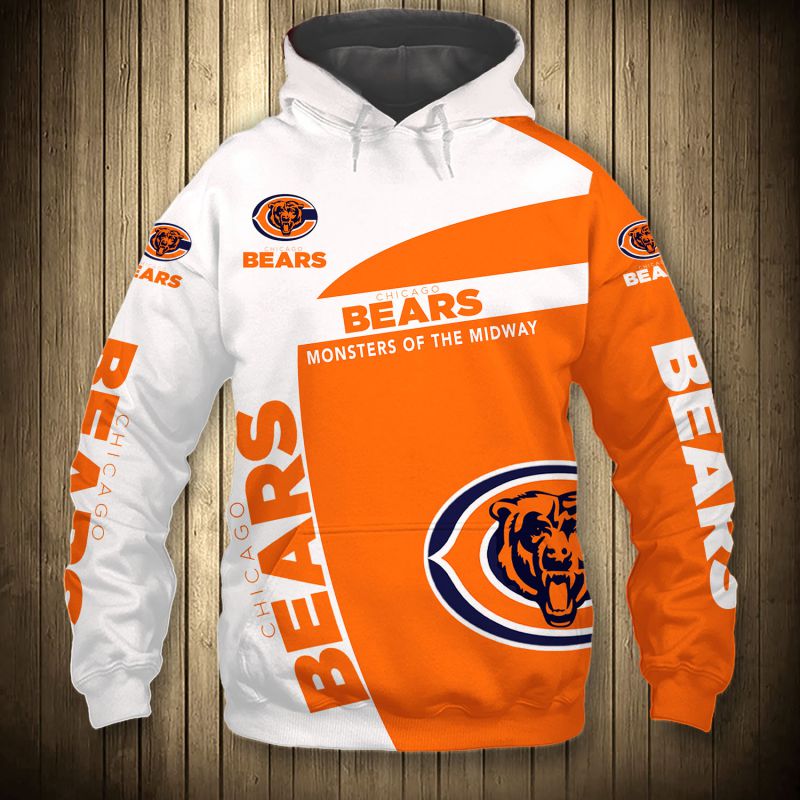 Chicago Bears Hoodie 3D Zip Hoodie Pullover Gift for Fans 0