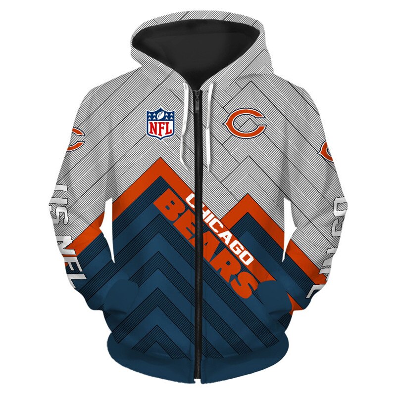 Chicago Bears Hoodie 3D Zip Hoodie Pullover Size S5Xl 0