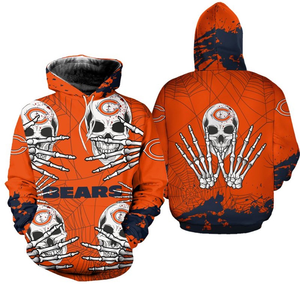 Chicago Bears Hoodie Skull for Halloween Graphic 0