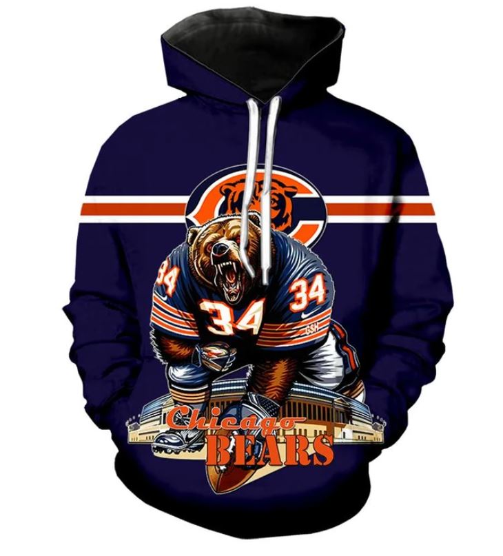 Chicago Bears Hoodie UltraCool Design Zip Hoodie Pullover Nfl 0