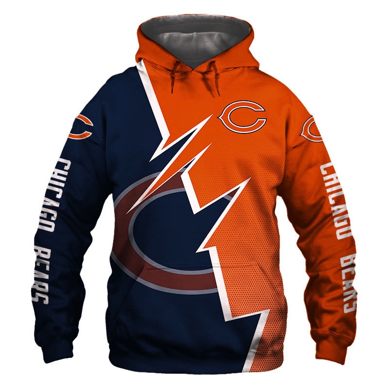 Chicago Bears Hoodie Zigzag Graphic Zip Hoodie Gift for Fans 0