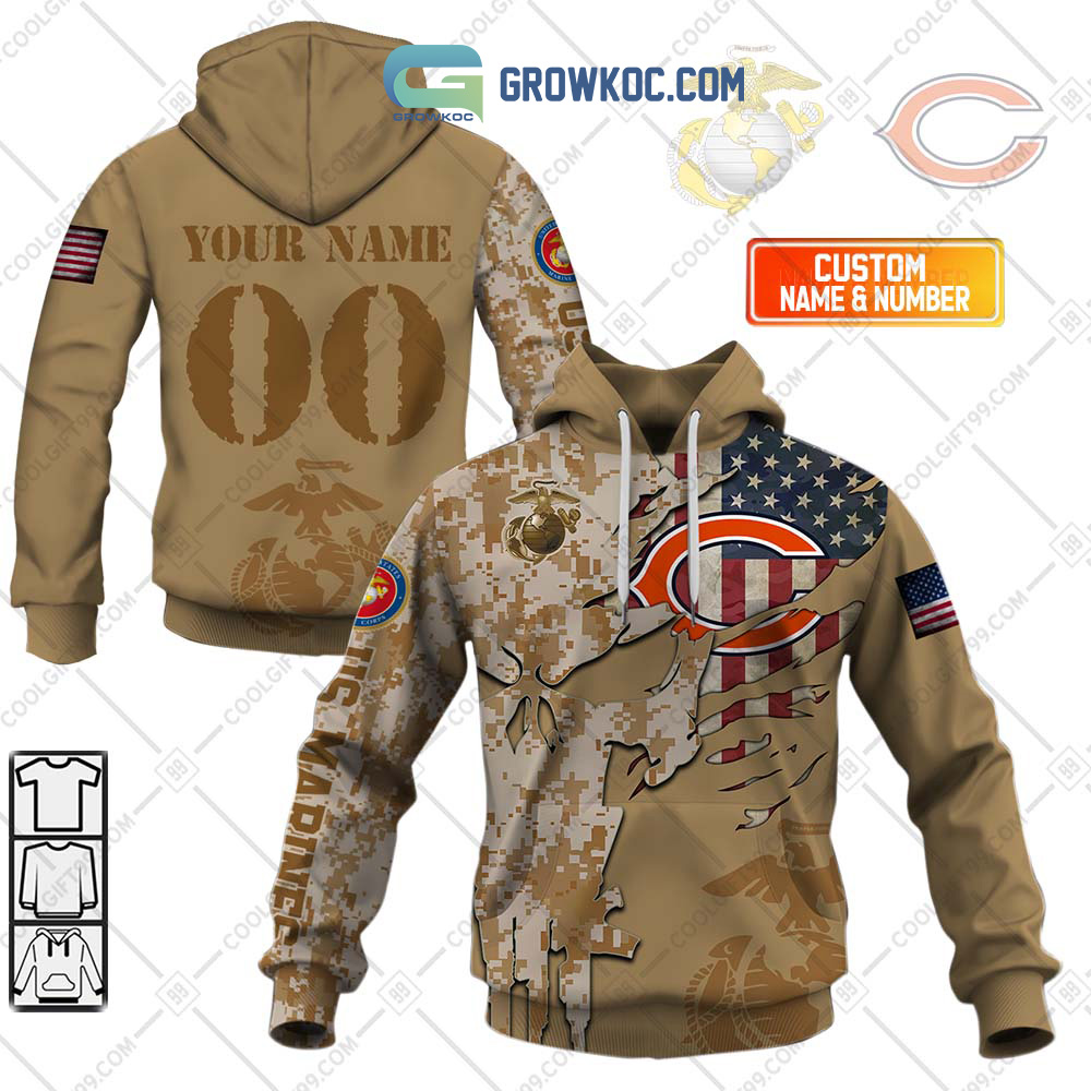 Chicago Bears Marine Personalized Hoodie Shirts2B1 OkYIH