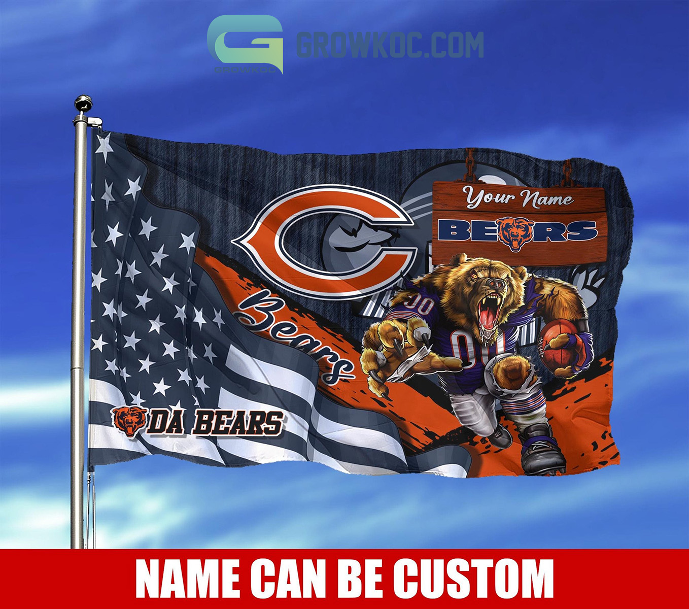 Chicago Bears NFL Mascot Slogan American House Garden Flag2B1 STtyo