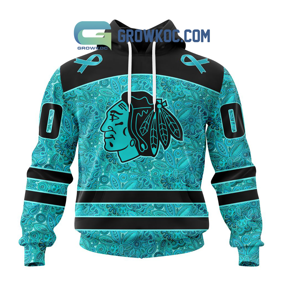 Chicago Blackhawks Fight Ovarian Cancer Personalized Hoodie Shirts2B1 hIhVQ