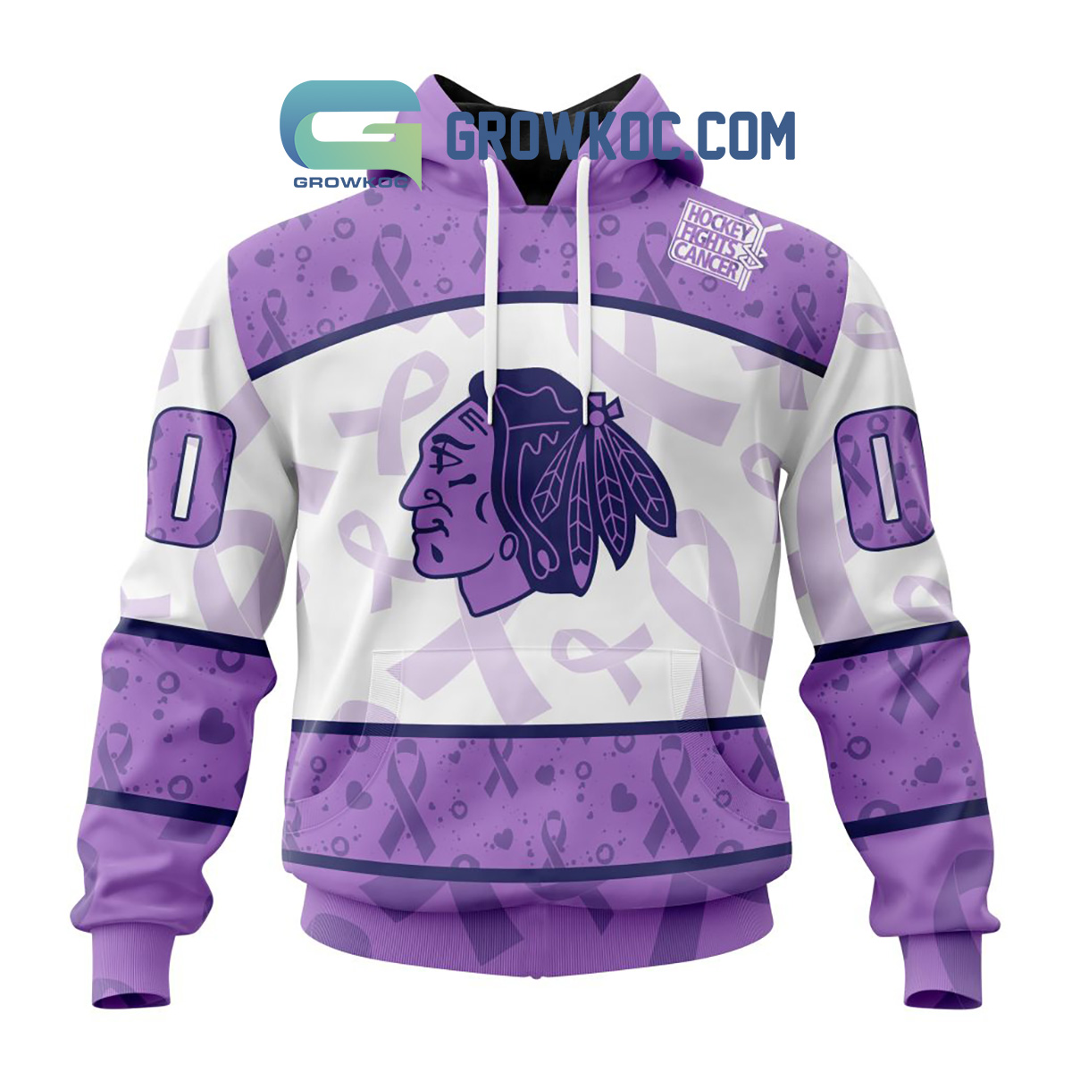 Chicago Blackhawks Lavender Fight Cancer Personalized Hoodie Shirts2B1 yFj81