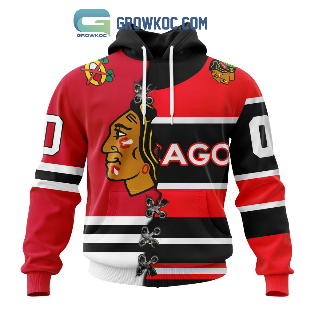 Chicago Blackhawks Mix Reverse Retro Personalized Hoodie Shirts2B1 6p4Pw