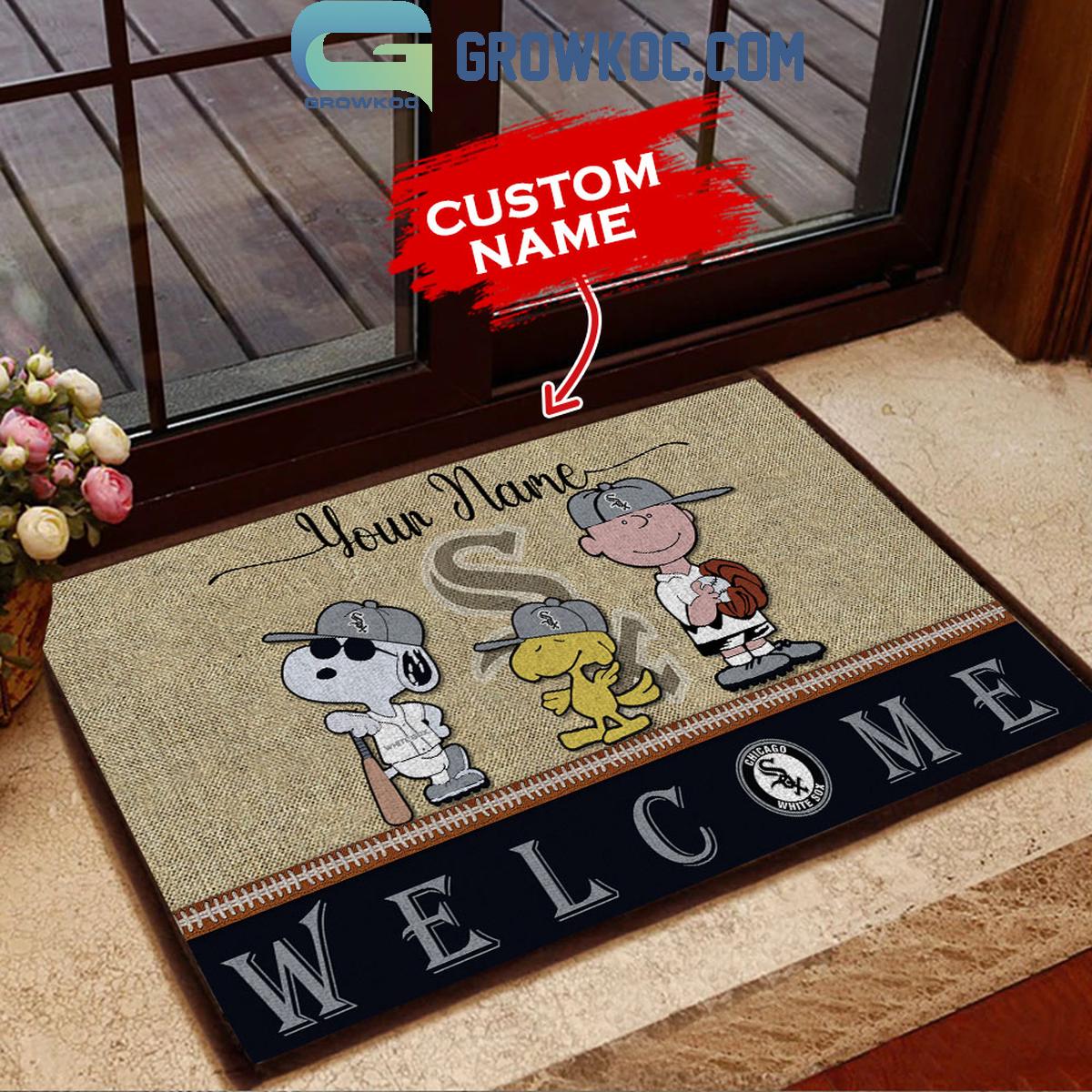 Chicago White Sox Snoopy Personalized Fan Doormats 1 Rnehn