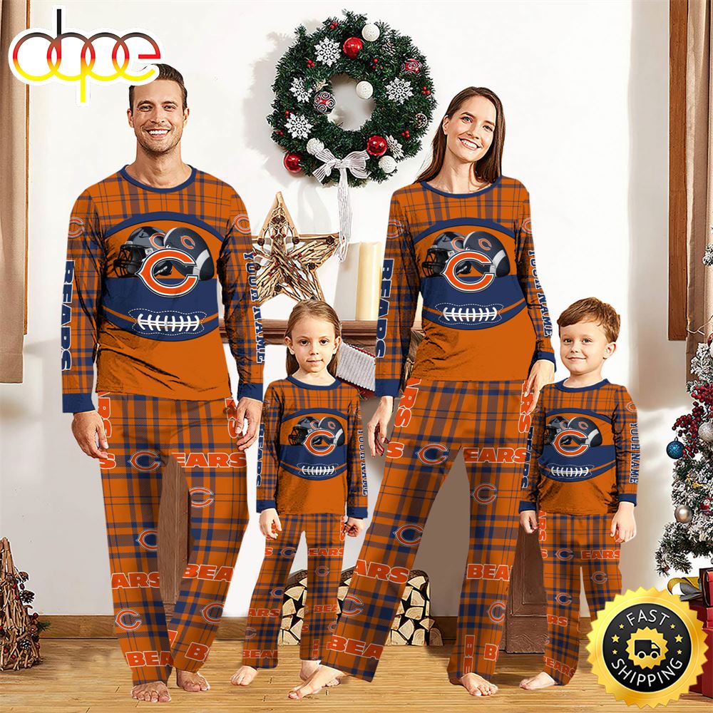 Chicago Bears NFL Custom Your Name Football Team Pajamas myk8t9