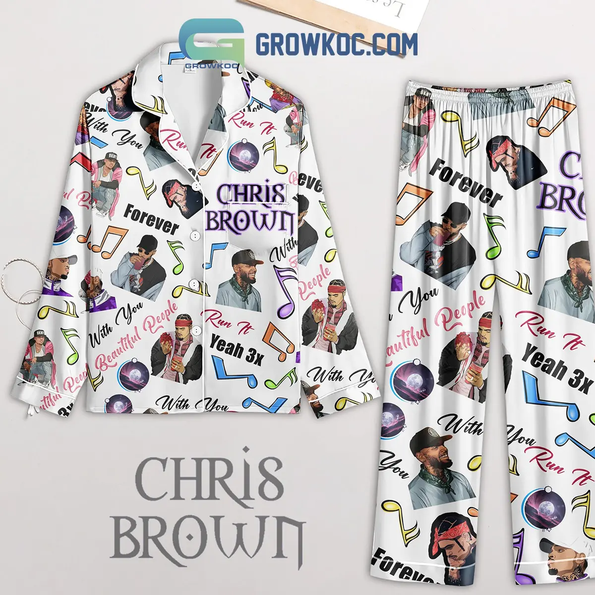 Chris Brown Forever Yeah Polyester Pajamas Set2B1 9G5mF