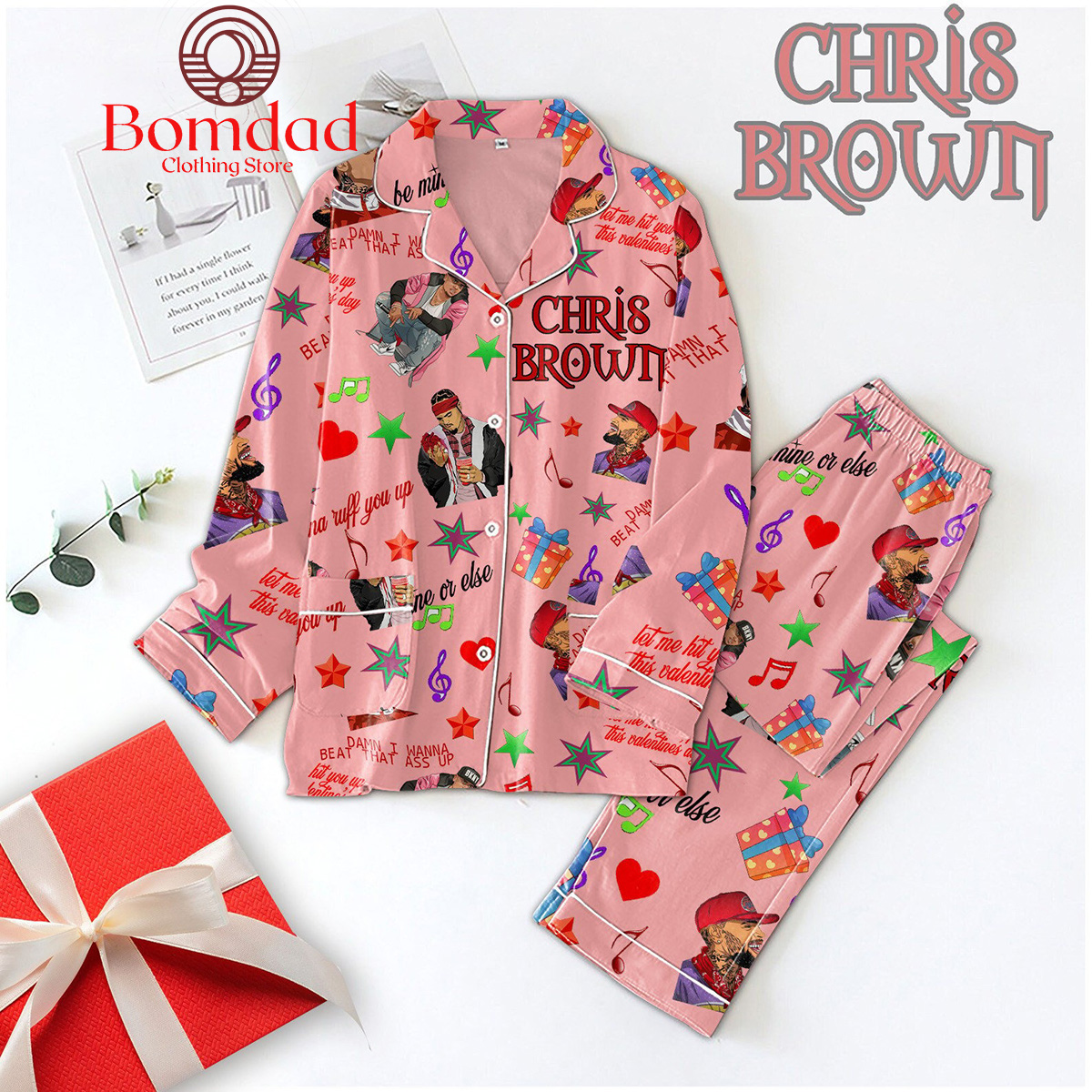 Chris Brown Let Me Hit You This Valentines Day Pajamas Set Bomdad 192f03 0