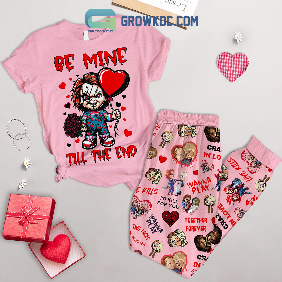 Chucky Be Mine Till Valentine Fleece Pajamas Set2B1 6gTcy