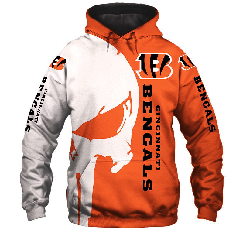 Cincinnati Bengals All Over Print Skull Printed Hoodie Gifts For Fans 0