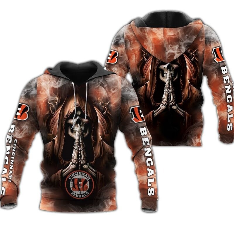 Cincinnati Bengals All Over Print Zip Hoodie Death Smoke Graphic Gifts For Fans 0