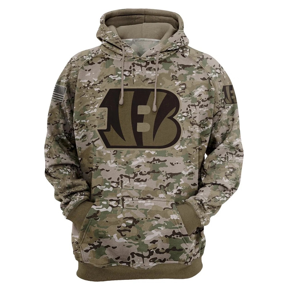 Cincinnati Bengals Army Graphic All Over Print Zip Hoodie Pullover Gift For Fans 0