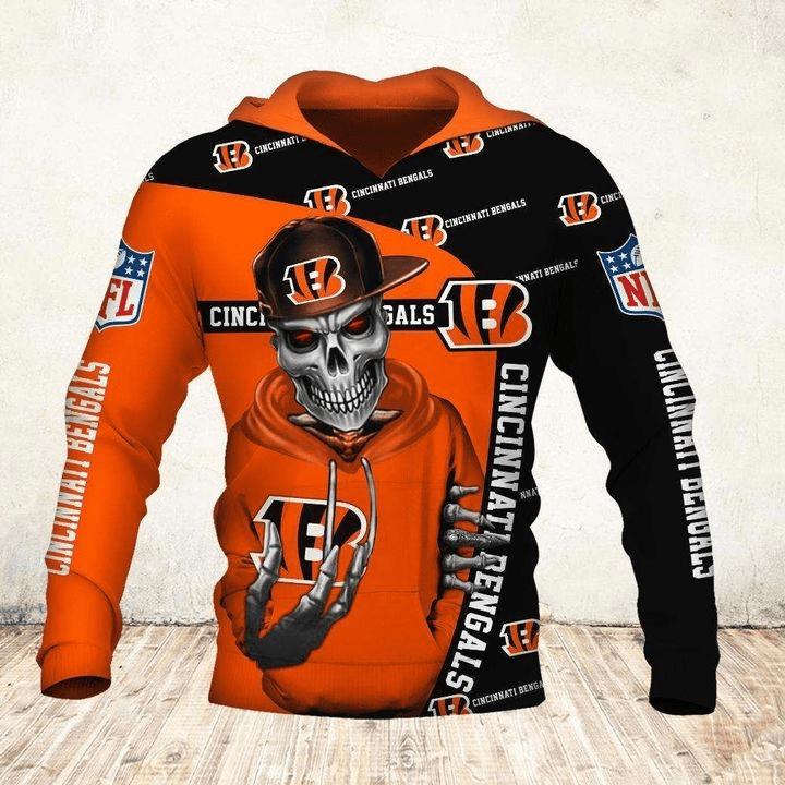 Cincinnati Bengals Cute Death All Over Print Hoodie Gifts For Fans 0