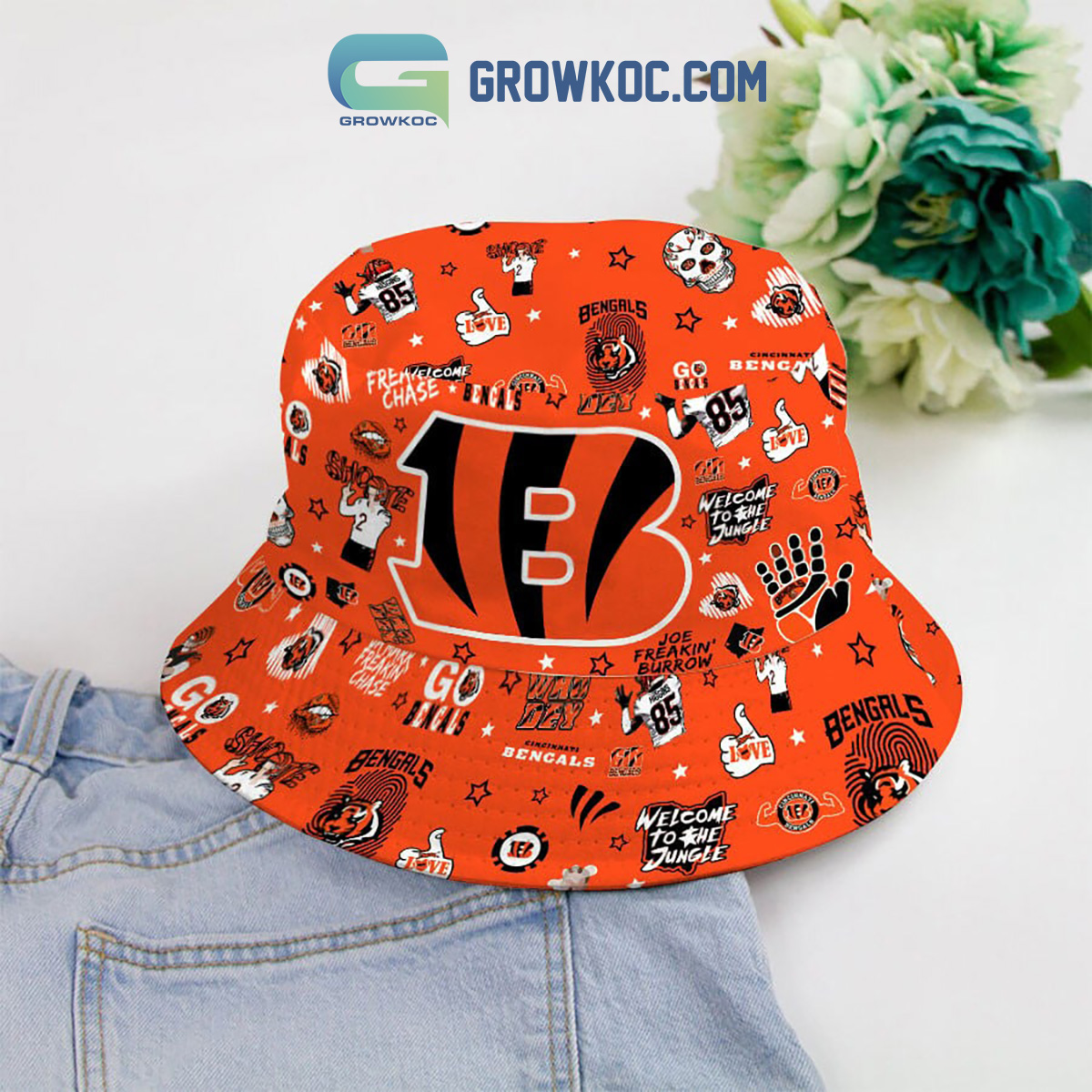 Cincinnati Bengals Go Bengals Orange Design Bucket Hat2B1 8PuHo