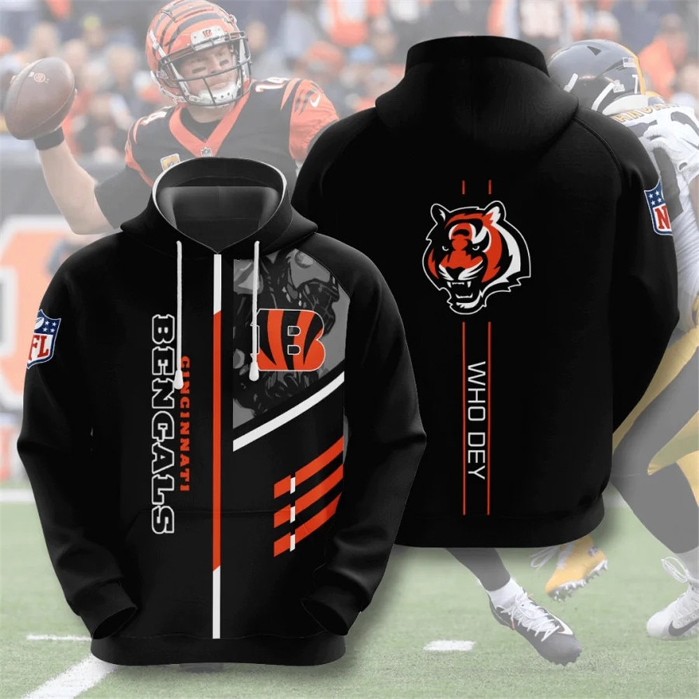 Cincinnati Bengals Hoodie 3D Zip Hoodie 3 Lines Graphic Gift for Fans 0